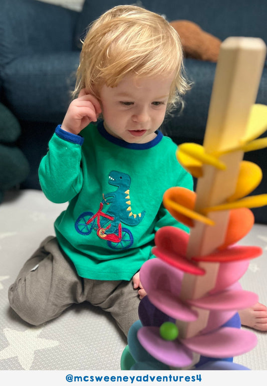 Organic Toys Bicycle Dinosaur Applique Long-Sleeved T-Shirt