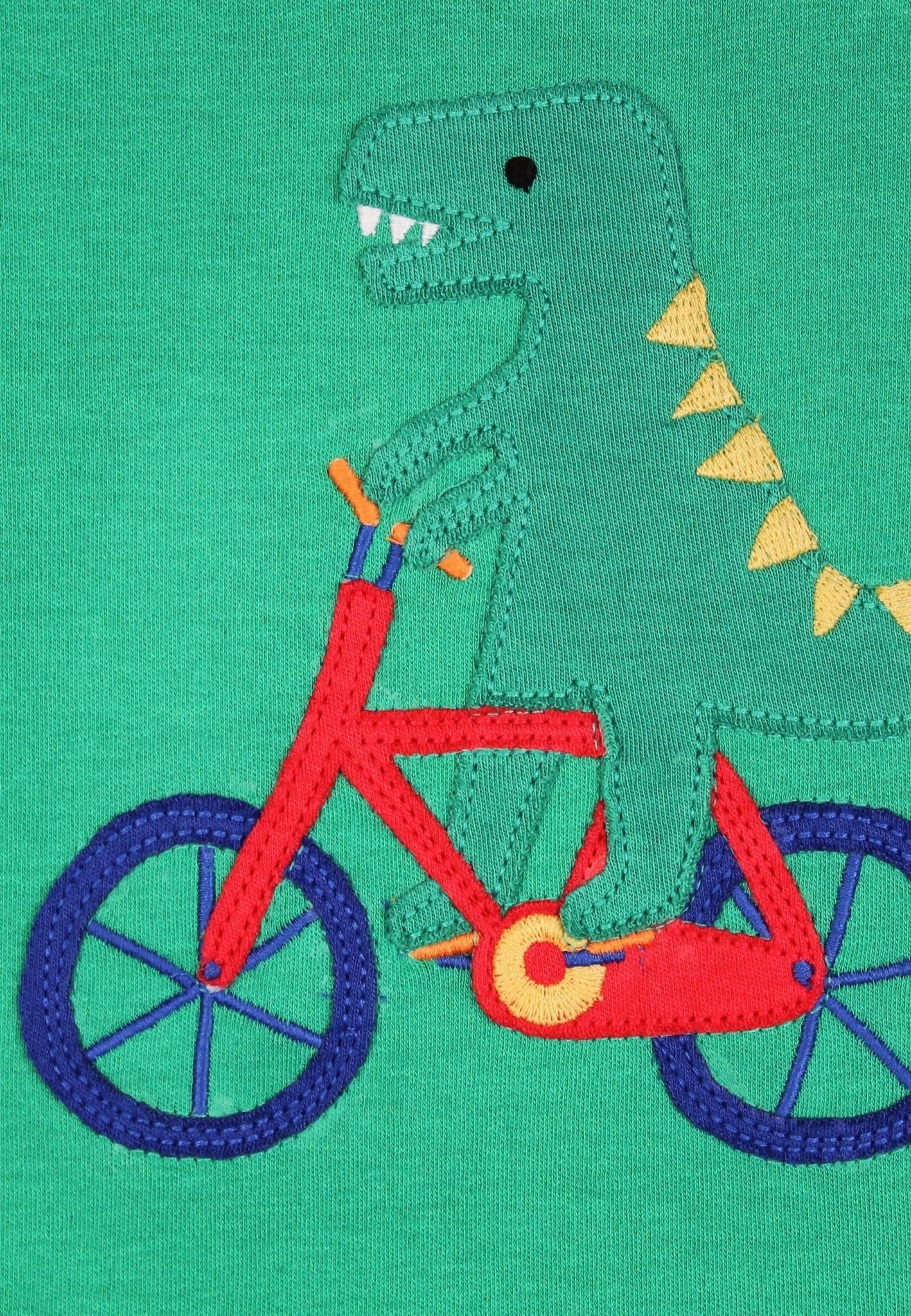 Organic Toys Bicycle Dinosaur Applique Long - Sleeved T-Shirt - Toby Tiger