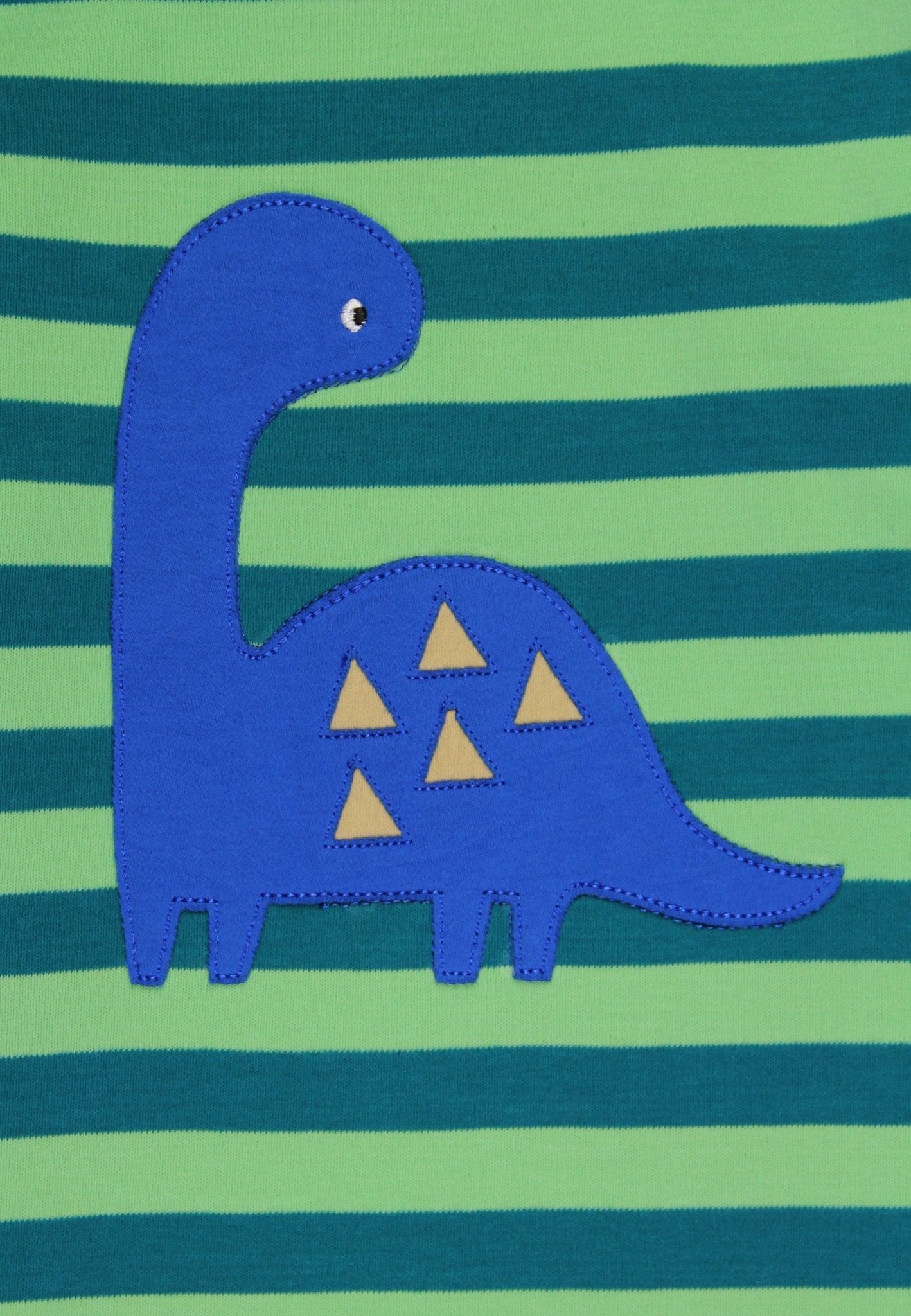 Organic Green Tonal Dinosaur Applique Long - Sleeved T-Shirt - Toby Tiger