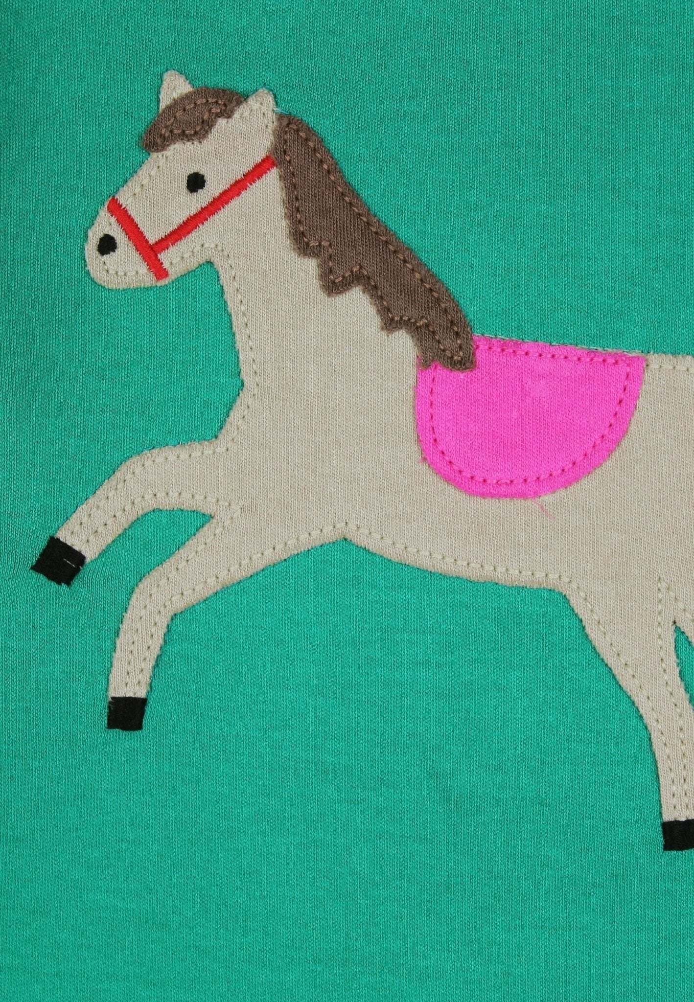 Organic Green Horse Applique Long Sleeved T-Shirt - Toby Tiger