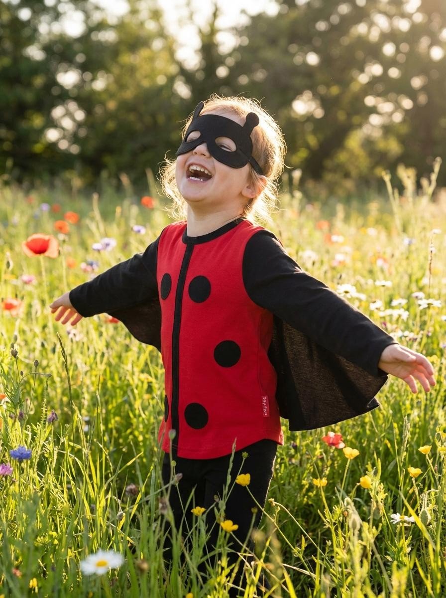 Organic Ladybird T-Shirt & Mask Set with Leggings