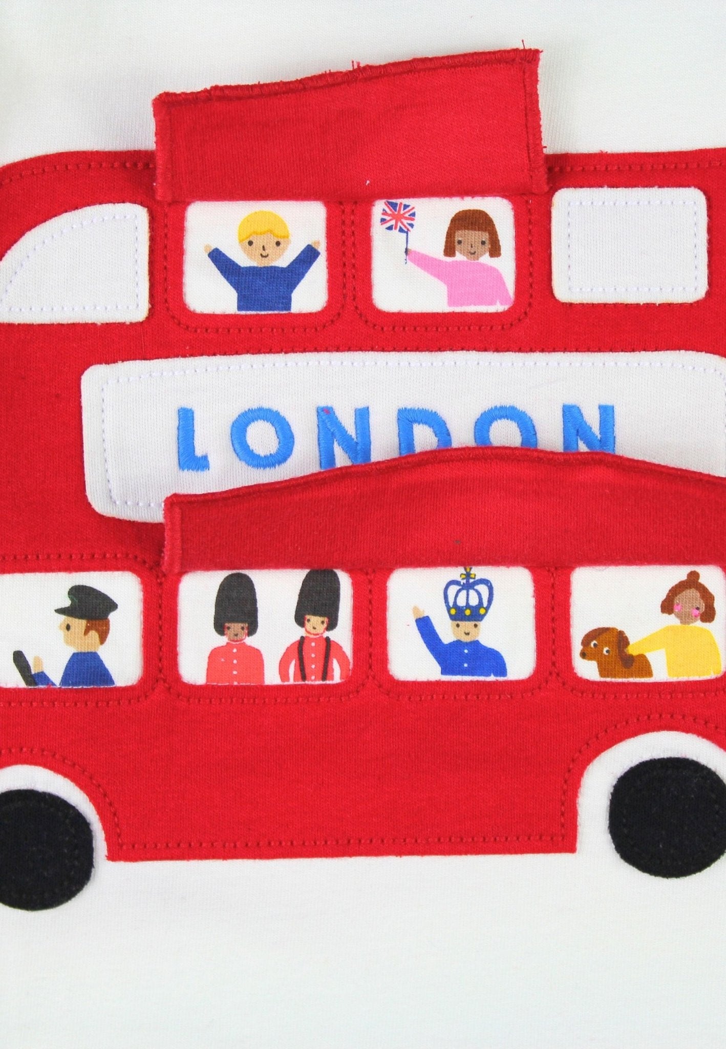 Organic London Bus Applique Long - Sleeved T-Shirt - Toby Tiger