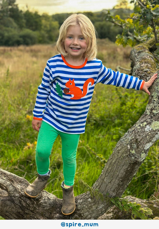 Organic Squirrel Applique Long - Sleeved T-Shirt - Toby Tiger