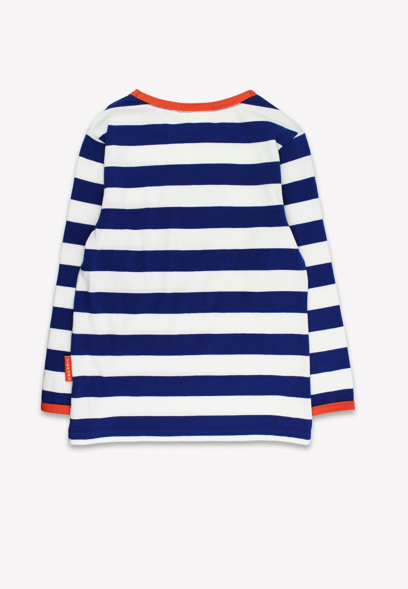 Organic Five Applique Blue Stripe Long - Sleeved T-Shirt - Toby Tiger