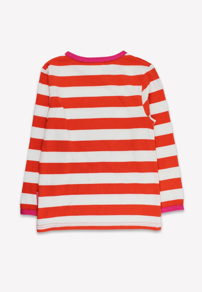 Organic Five Applique Orange Stripe Long - Sleeved T-Shirt - Toby Tiger