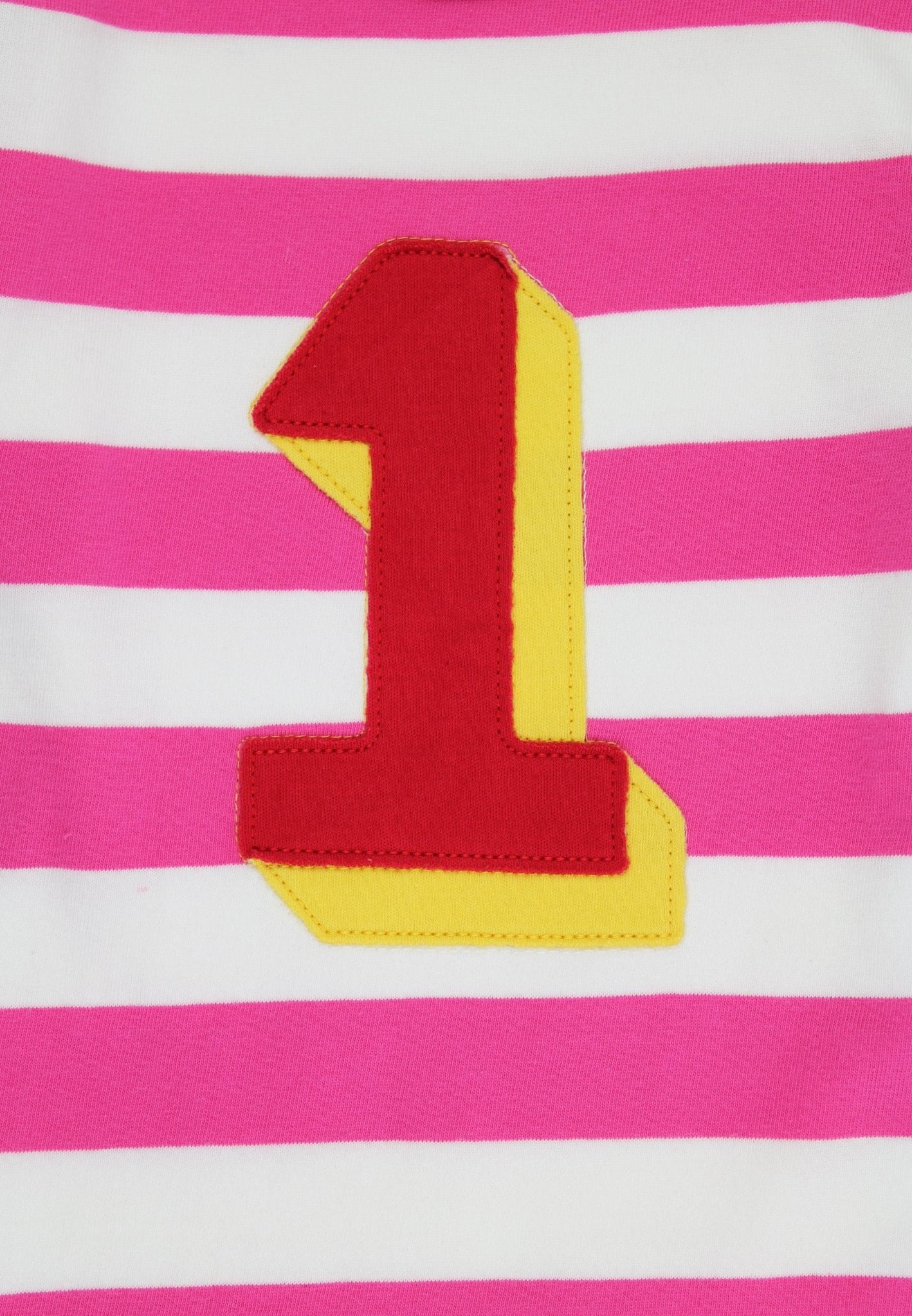 Organic One Applique Pink Stripe Long - Sleeved T-Shirt - Toby Tiger