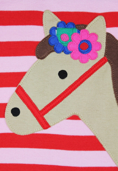 Organic Pink Horse Applique Long Sleeved T-Shirt - Toby Tiger