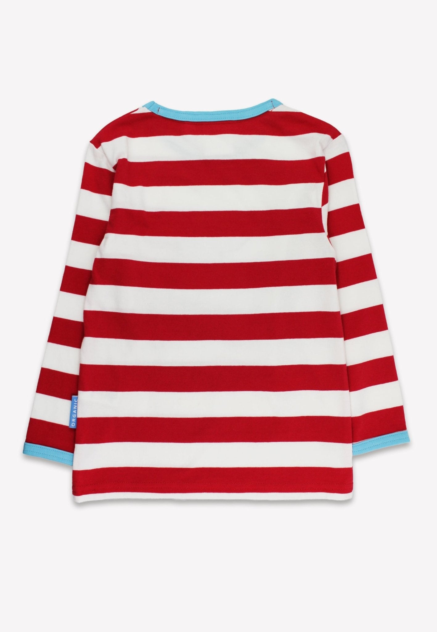 Organic Three Applique Red Stripe Long - Sleeved T-Shirt - Toby Tiger