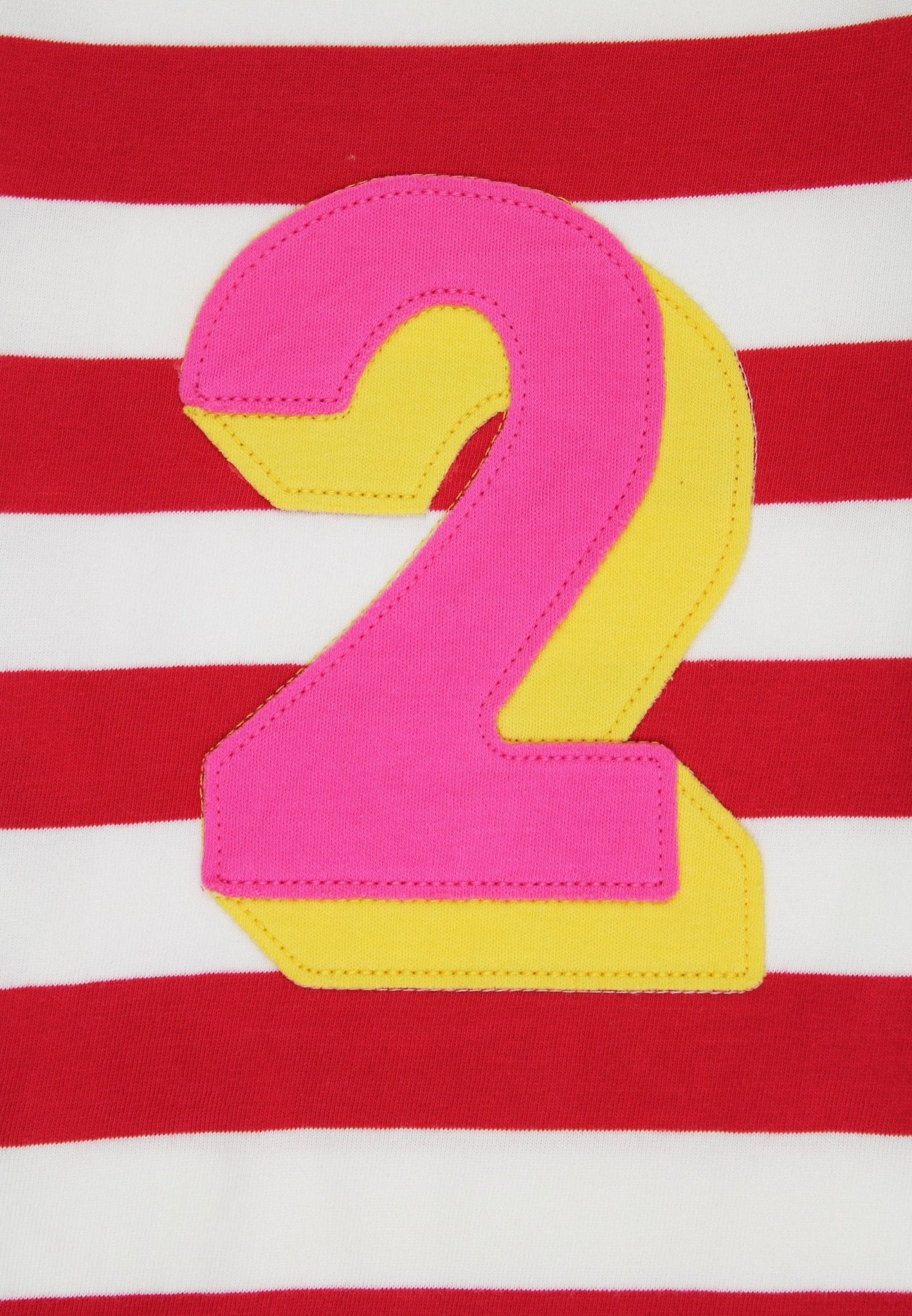 Organic Two Applique Red Stripe Long - Sleeved T-Shirt - Toby Tiger