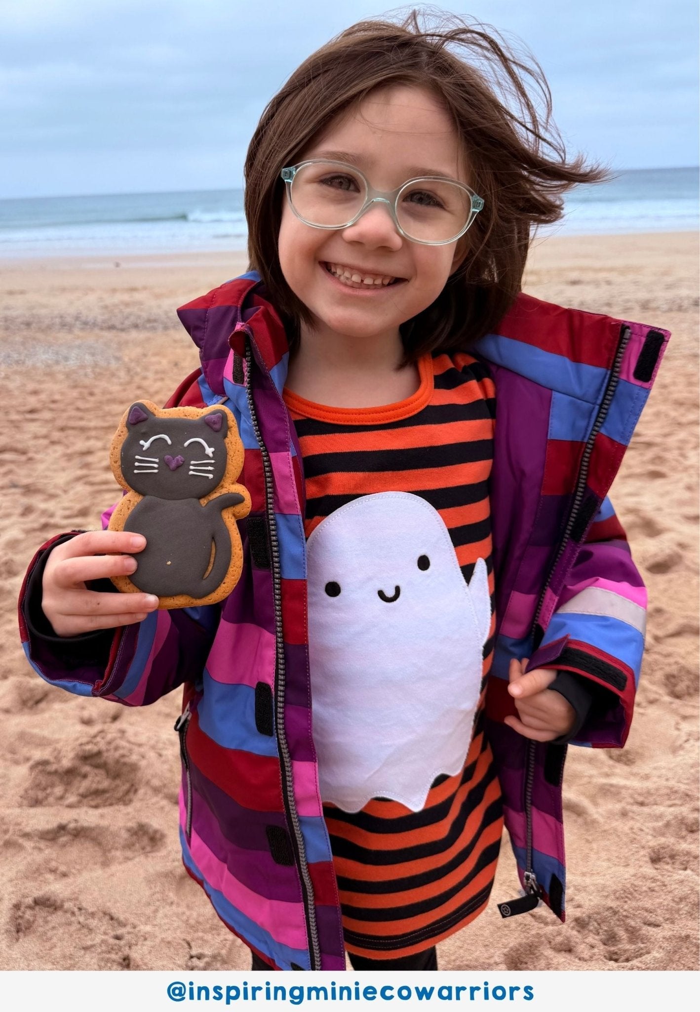 Organic Happy Ghost Applique Long Sleeved T-Shirt - Toby Tiger