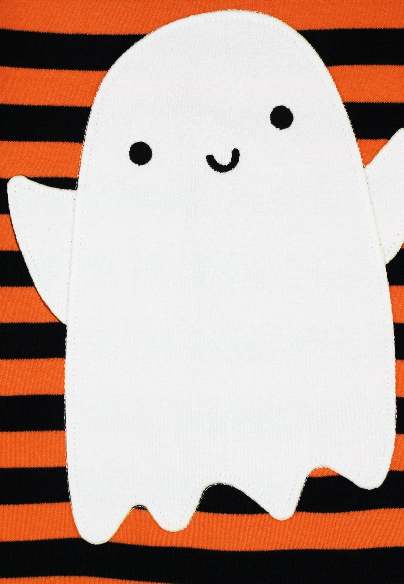 Organic Happy Ghost Applique Long Sleeved T-Shirt - Toby Tiger