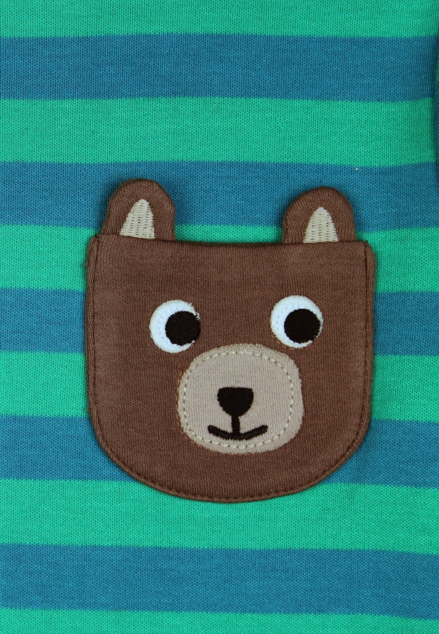 Organic Brown Bear Pocket Applique Long - Sleeved T-Shirt - Toby Tiger