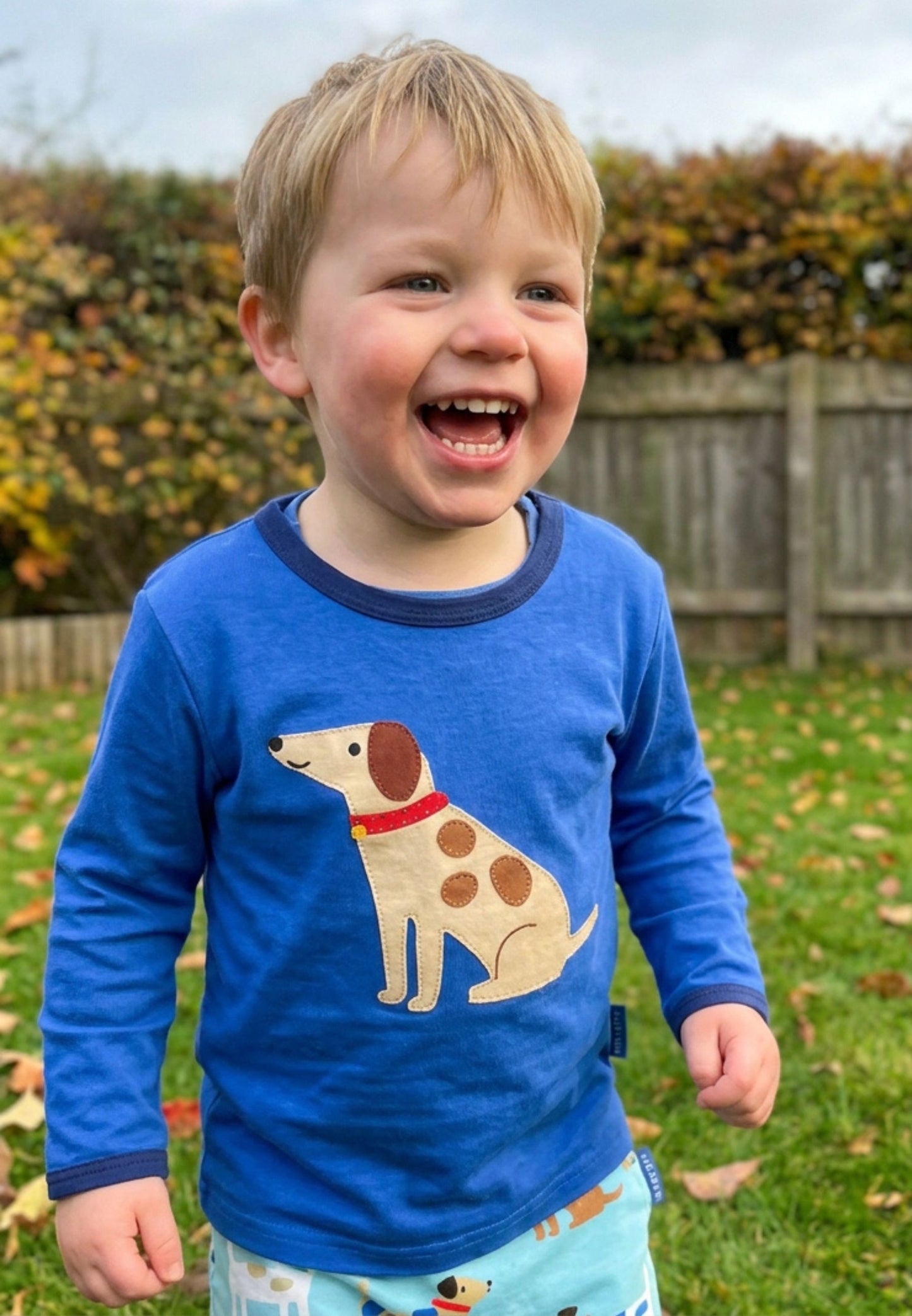 Organic Dog Applique Long-Sleeved T-Shirt