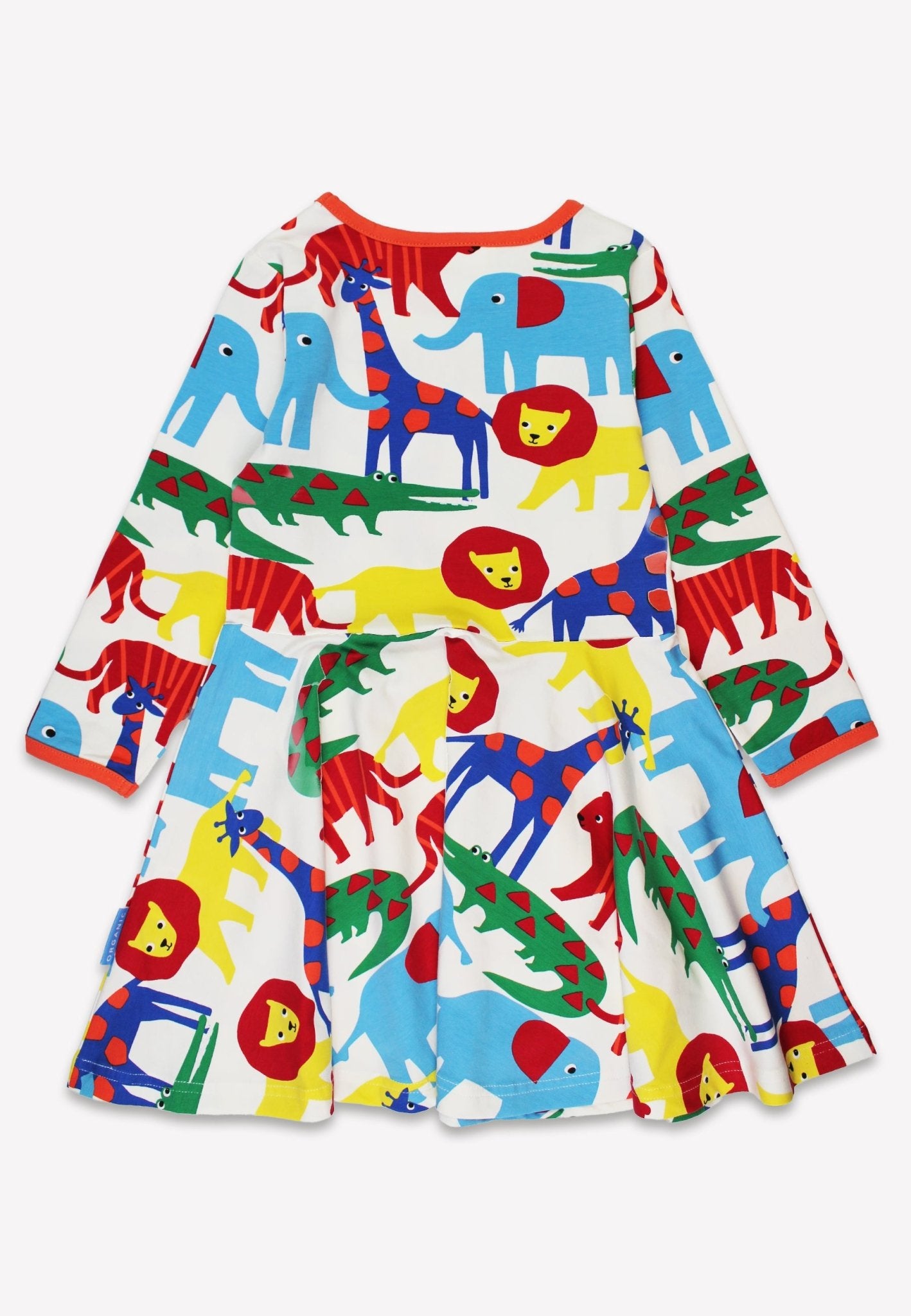 Organic Safari Print Long - Sleeved Skater Dress - Toby Tiger