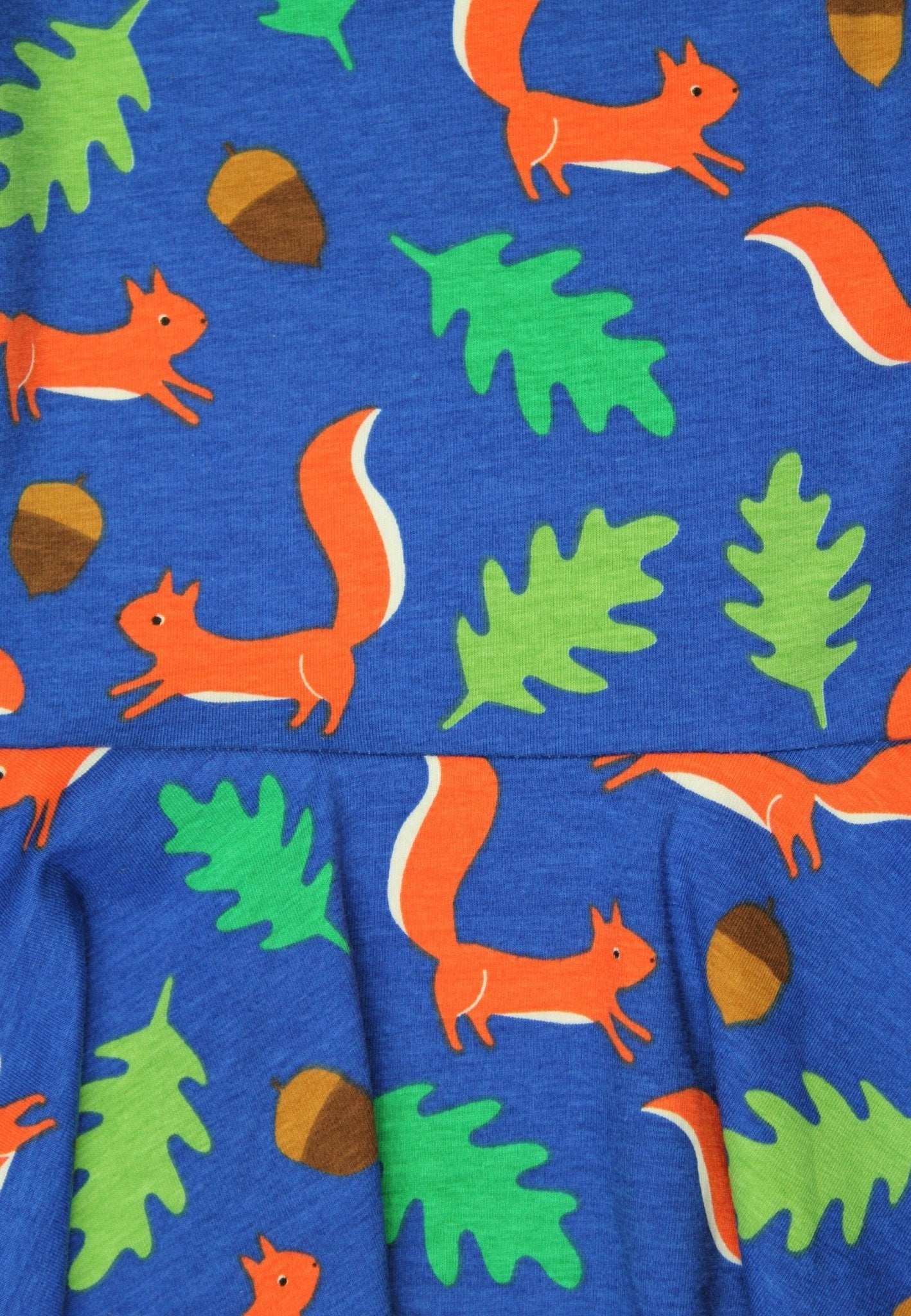 Organic Squirrel Print Long - Sleeved Skater Dress - Toby Tiger