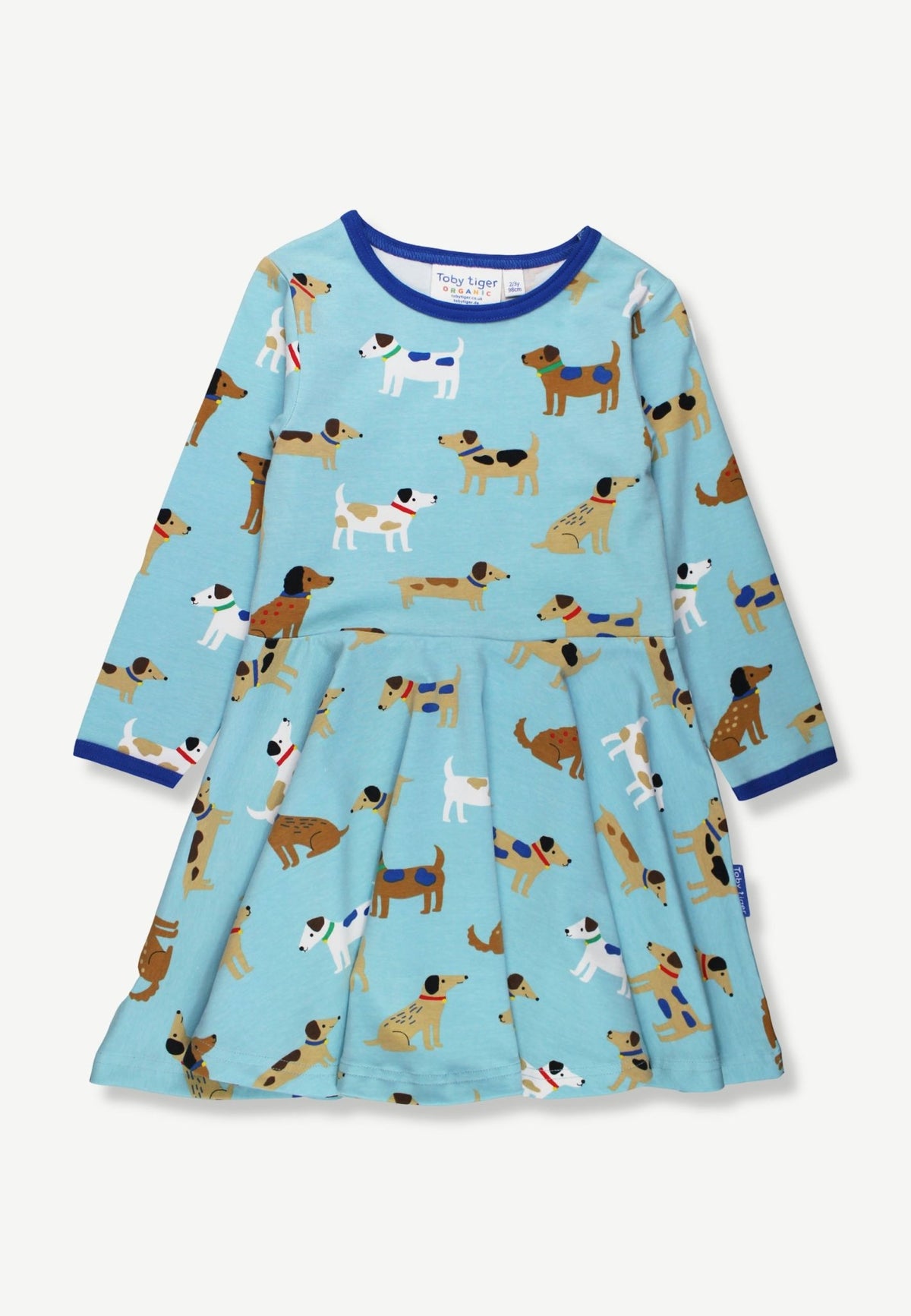 Organic Dog Print Long Sleeved Skater Dress - Toby Tiger UK