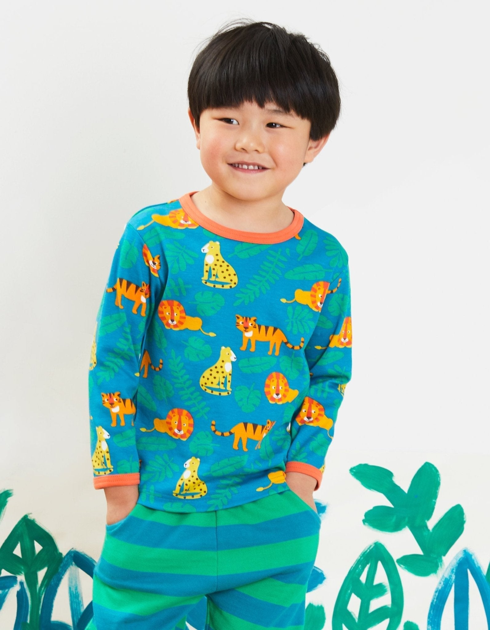 Organic Wild Cats Print Long Sleeved T Shirt