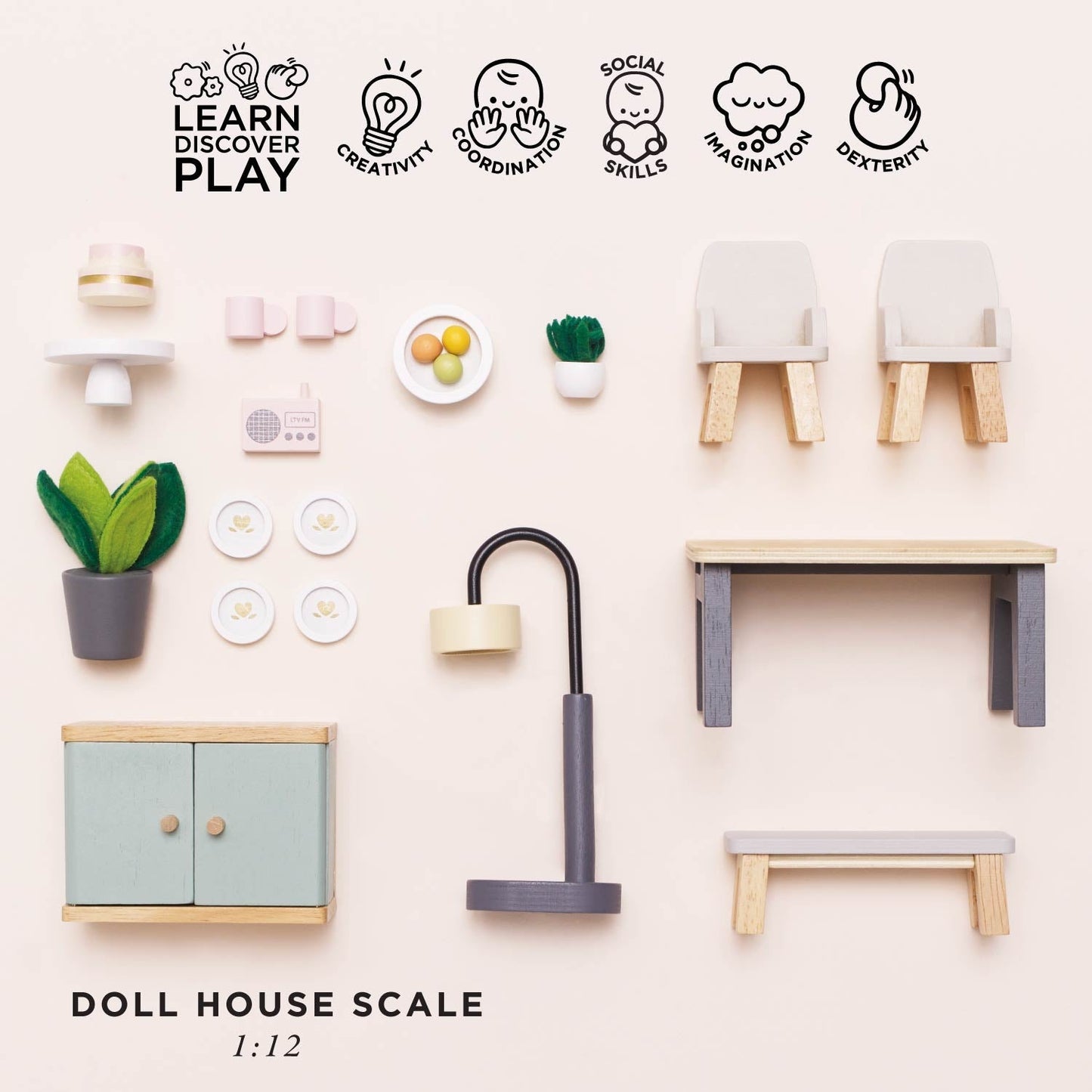 Wooden Dolls House Dining Room - Toby Tiger UK