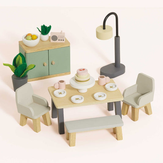 Wooden Dolls House Dining Room - Toby Tiger UK