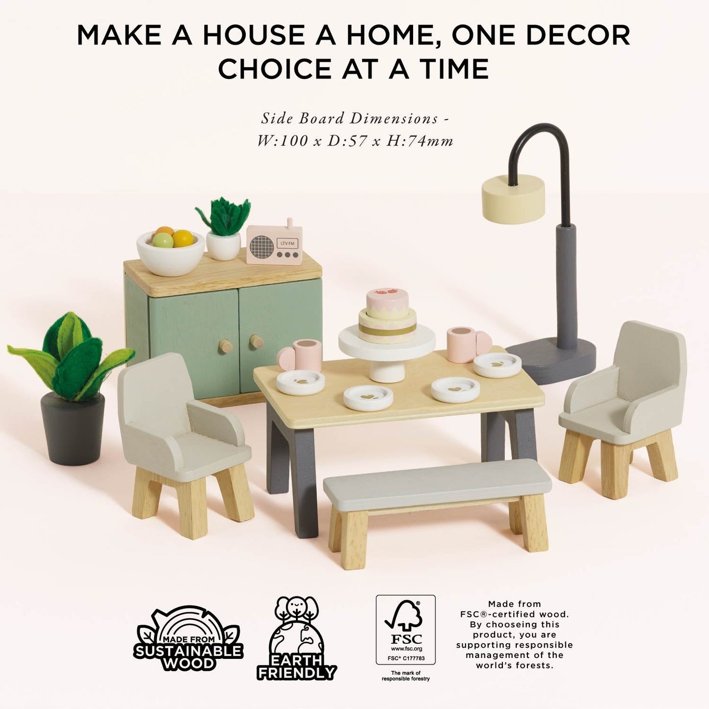 Wooden Dolls House Dining Room - Toby Tiger UK