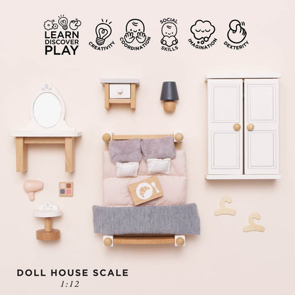 Wooden Dolls House Bedroom - Toby Tiger UK
