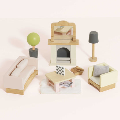 Wooden Dolls House Living Room - Toby Tiger UK