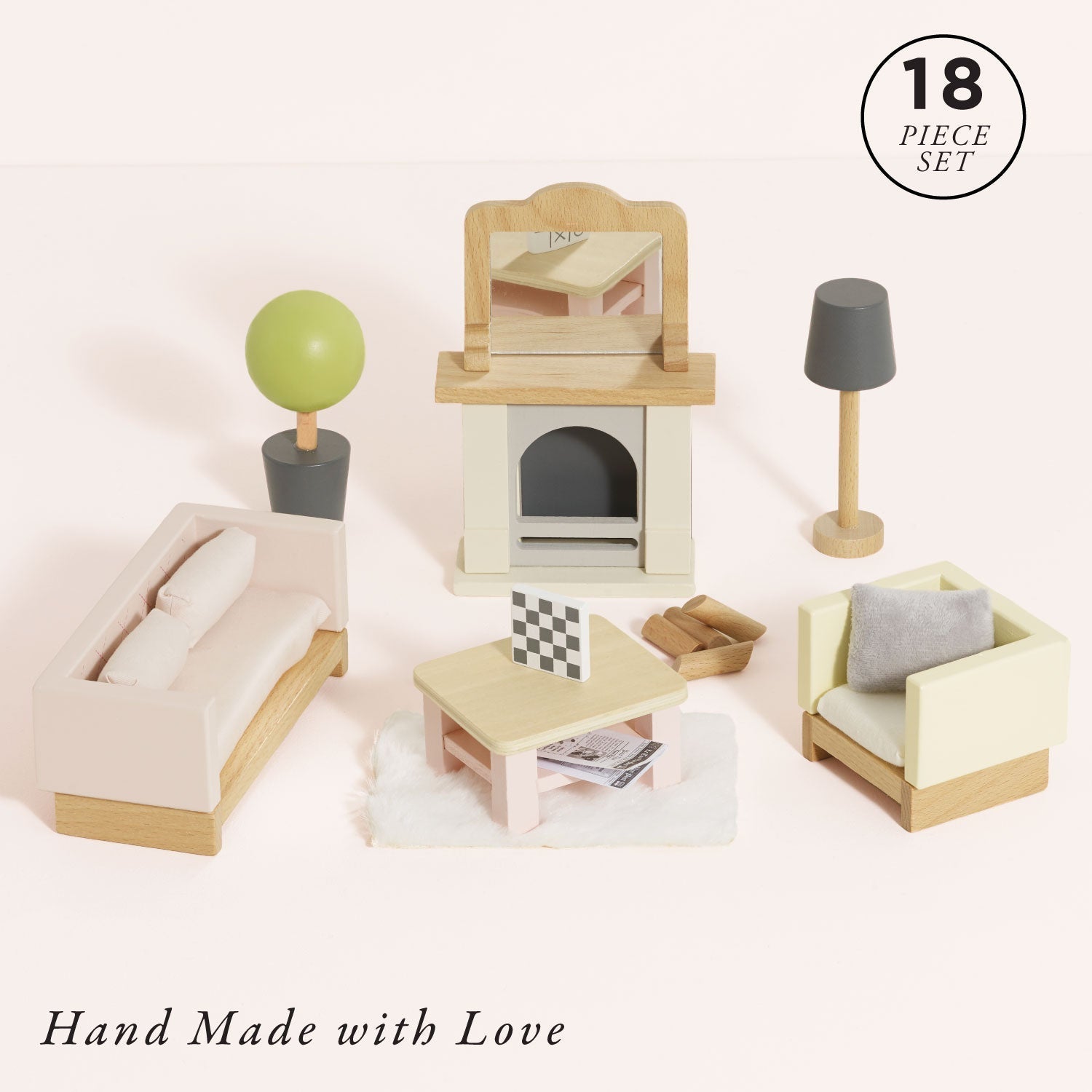 Wooden Dolls House Living Room - Toby Tiger UK
