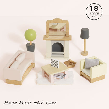 Wooden Dolls House Living Room - Toby Tiger UK