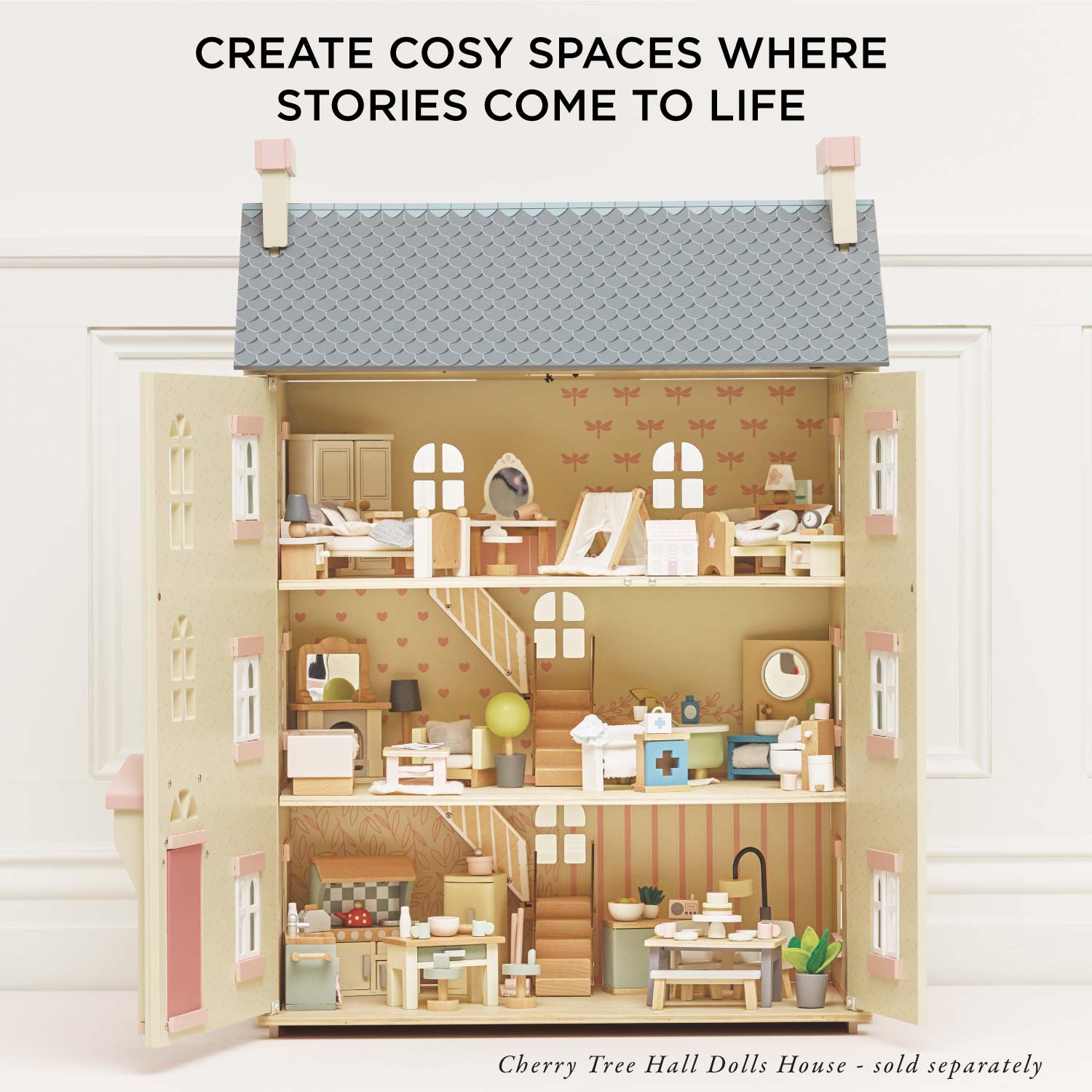 Wooden Dolls House Living Room - Toby Tiger UK