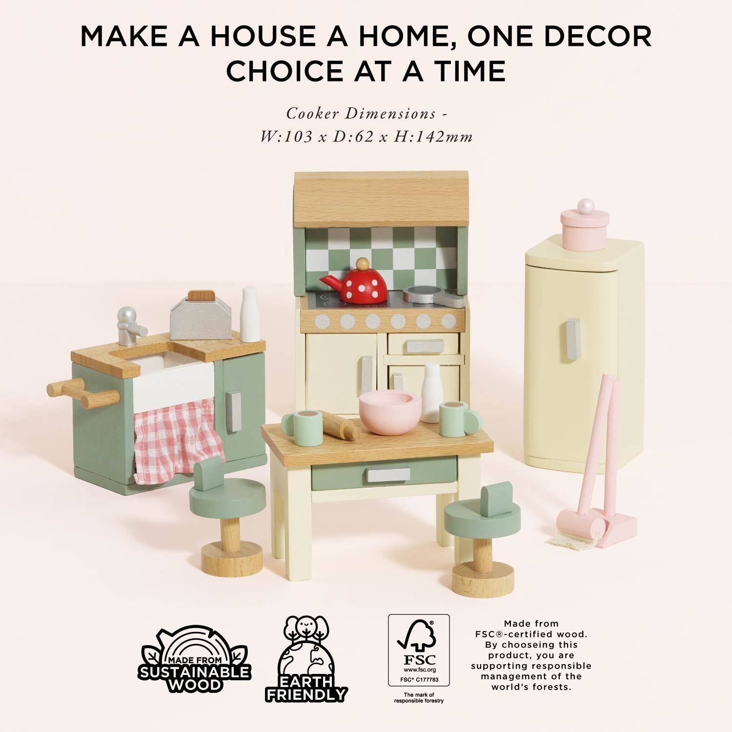 Wooden Dolls House Kitchen Furniture - Toby Tiger UK