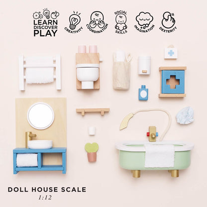 Wooden Dolls House Bathroom Furniture - Toby Tiger UK