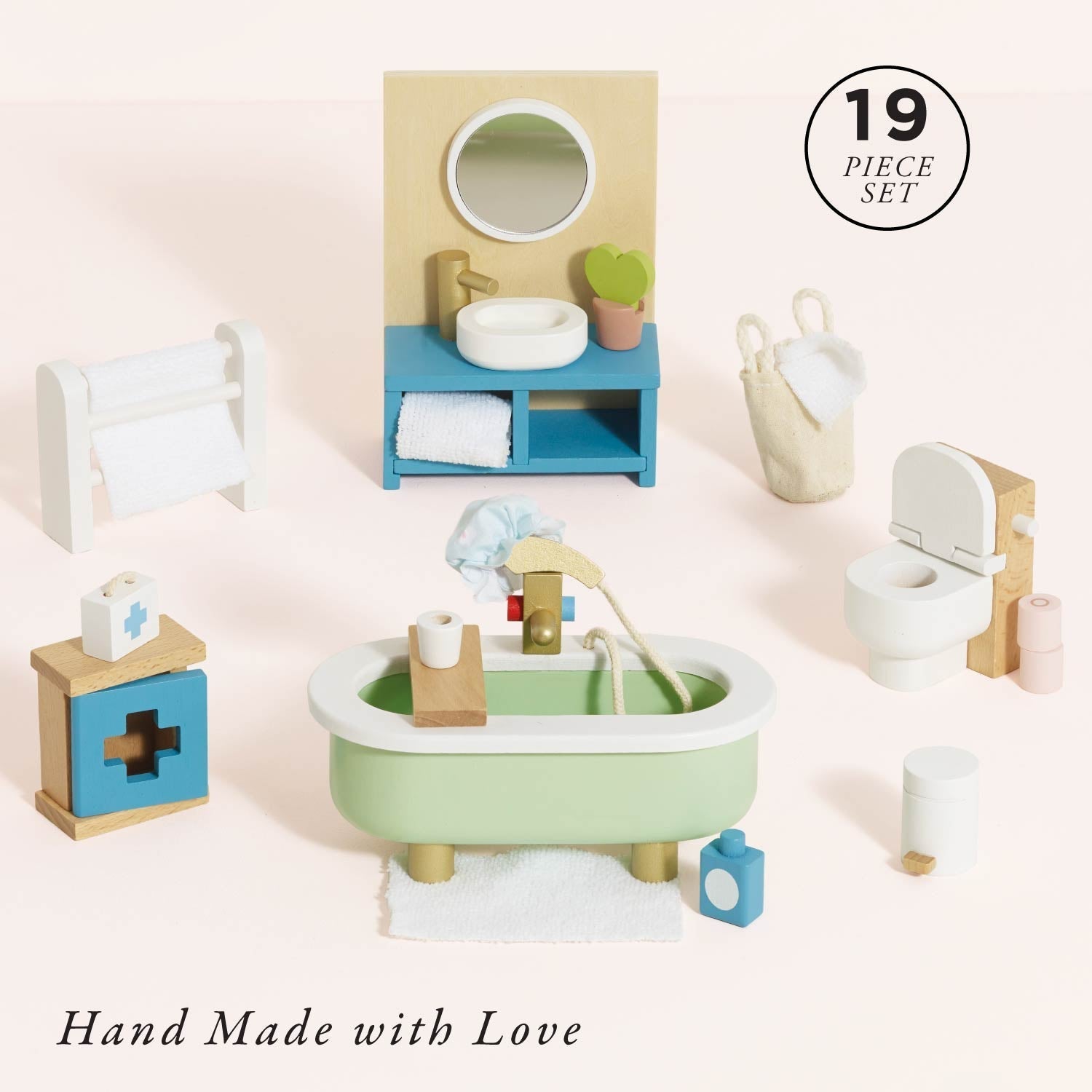 Wooden Dolls House Bathroom Furniture - Toby Tiger UK