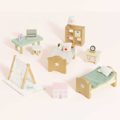 Wooden Dolls House Child's Bedroom Furniture - Toby Tiger UK