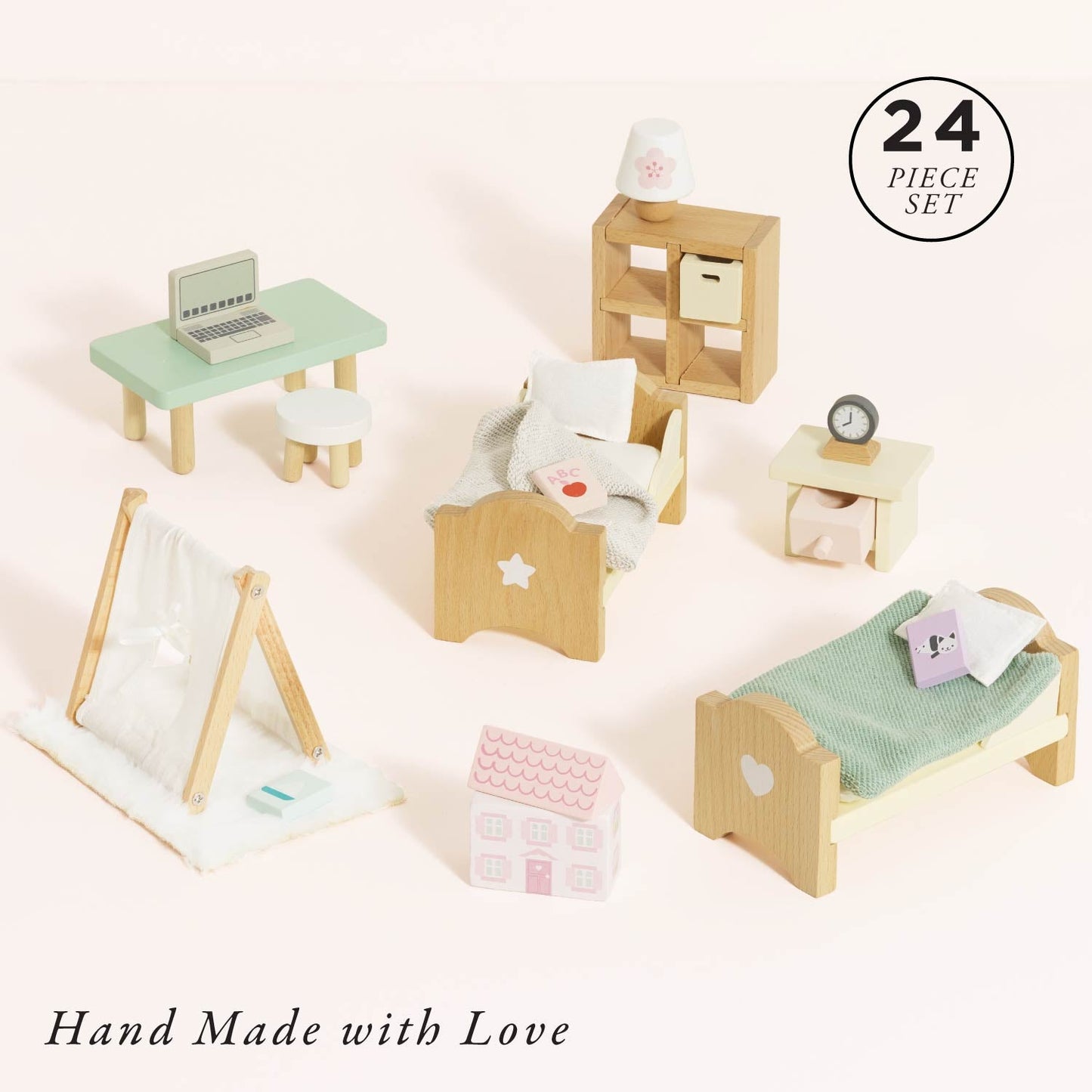 Wooden Dolls House Child's Bedroom Furniture - Toby Tiger UK