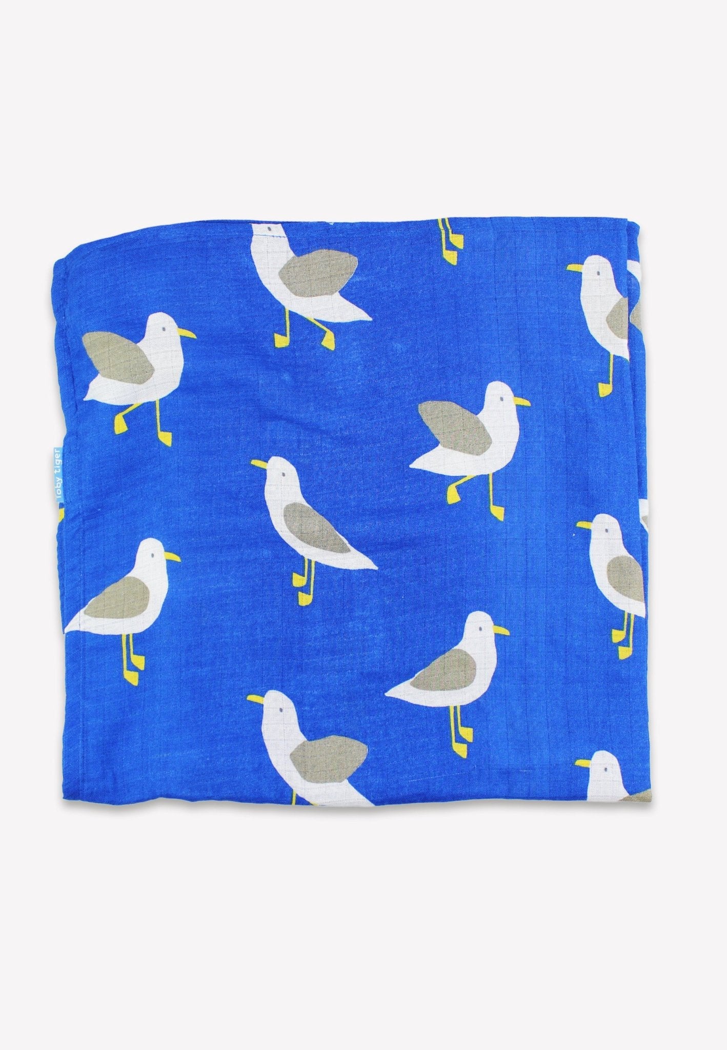 Organic Seagull Harbour Print 2 Pack Muslins - Toby Tiger
