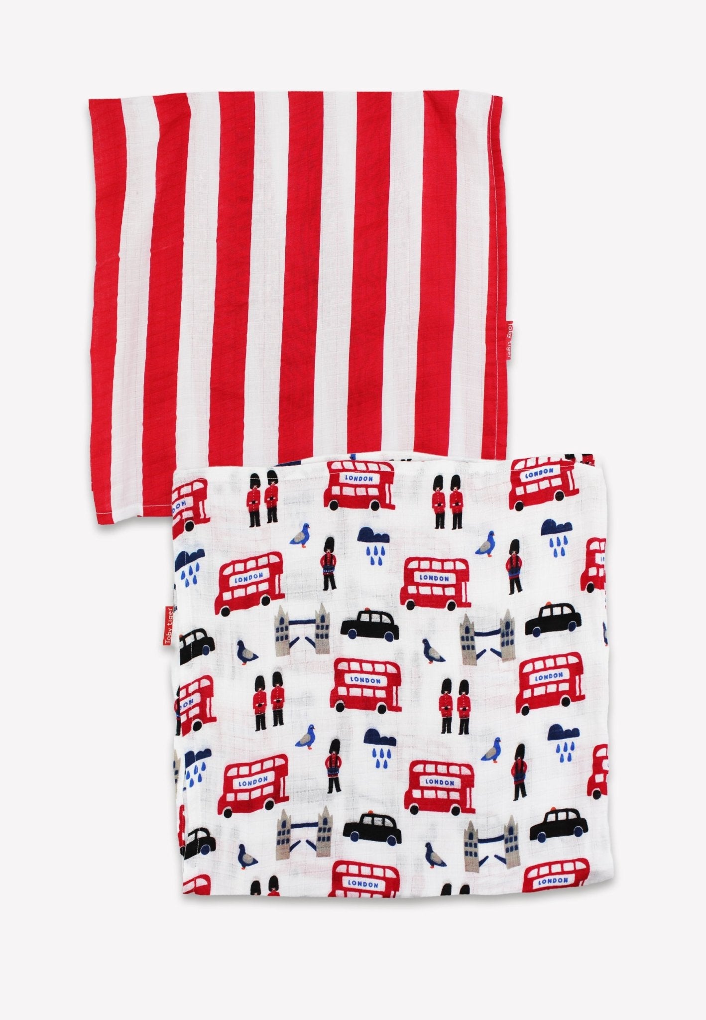 Organic London Print 2 Pack Muslins - Toby Tiger