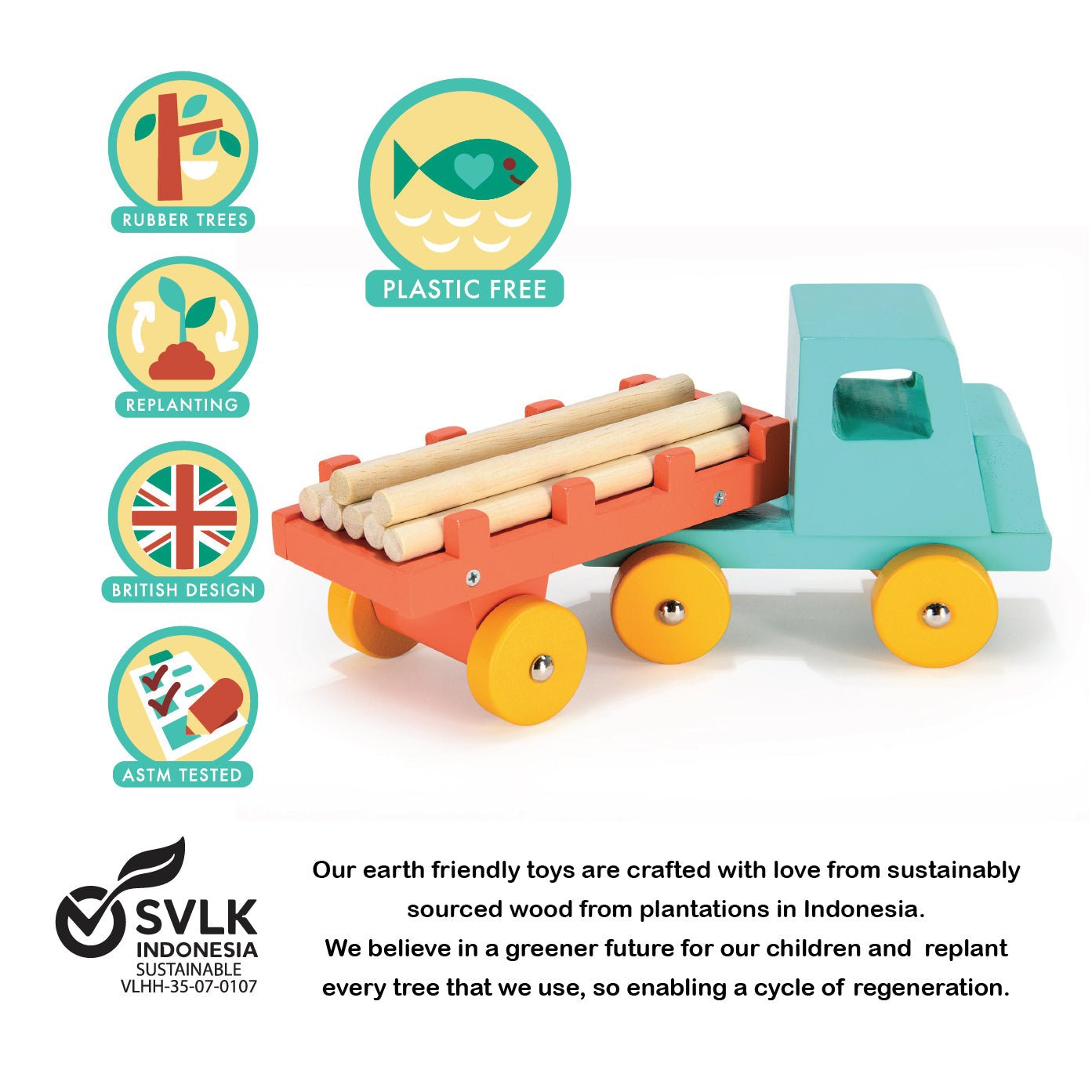 Teal Timber Truck - Toby Tiger