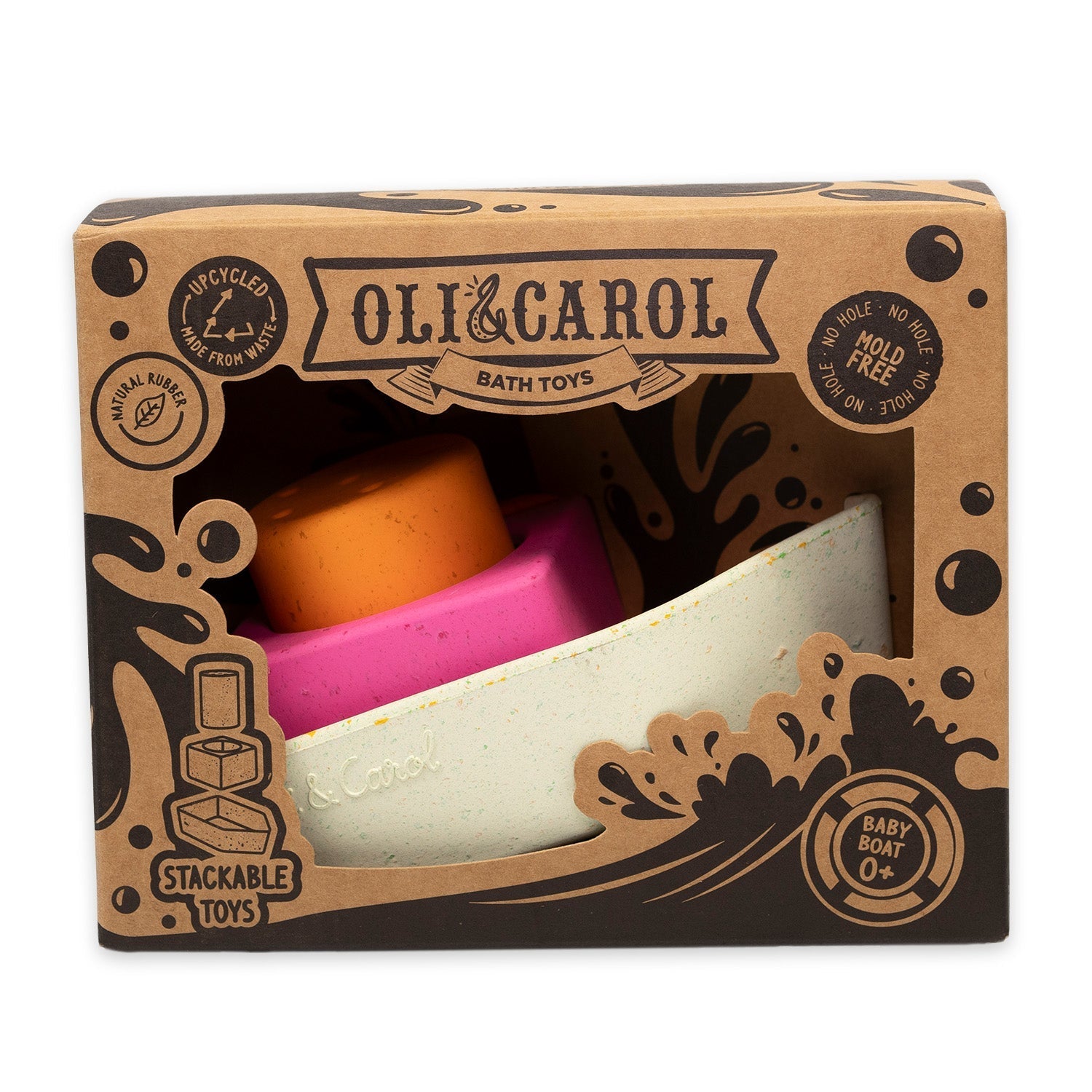 Oli & Carol Upcycled Boat Bath Toy Orange - Toby Tiger