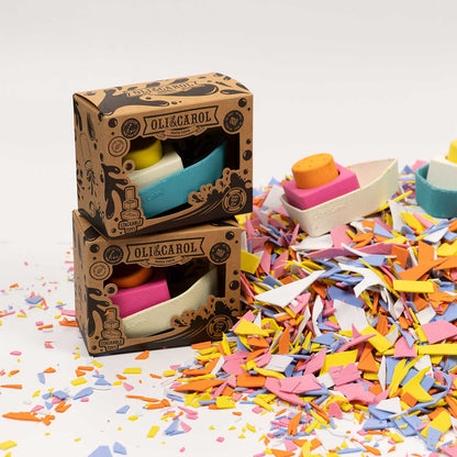 Oli & Carol Upcycled Boat Bath Toy Orange - Toby Tiger