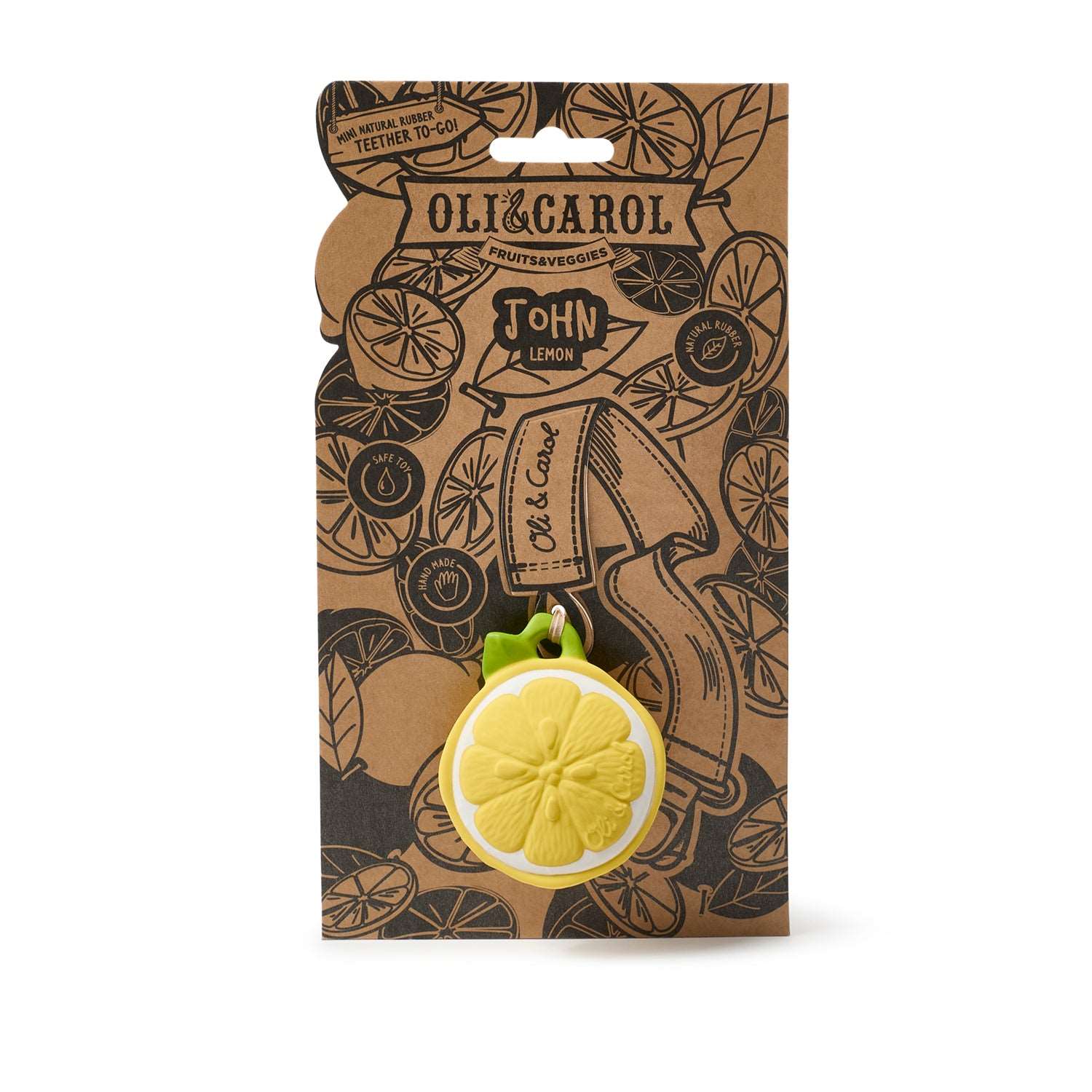Oli & Carol John Lemon Mini Teether - Toby Tiger