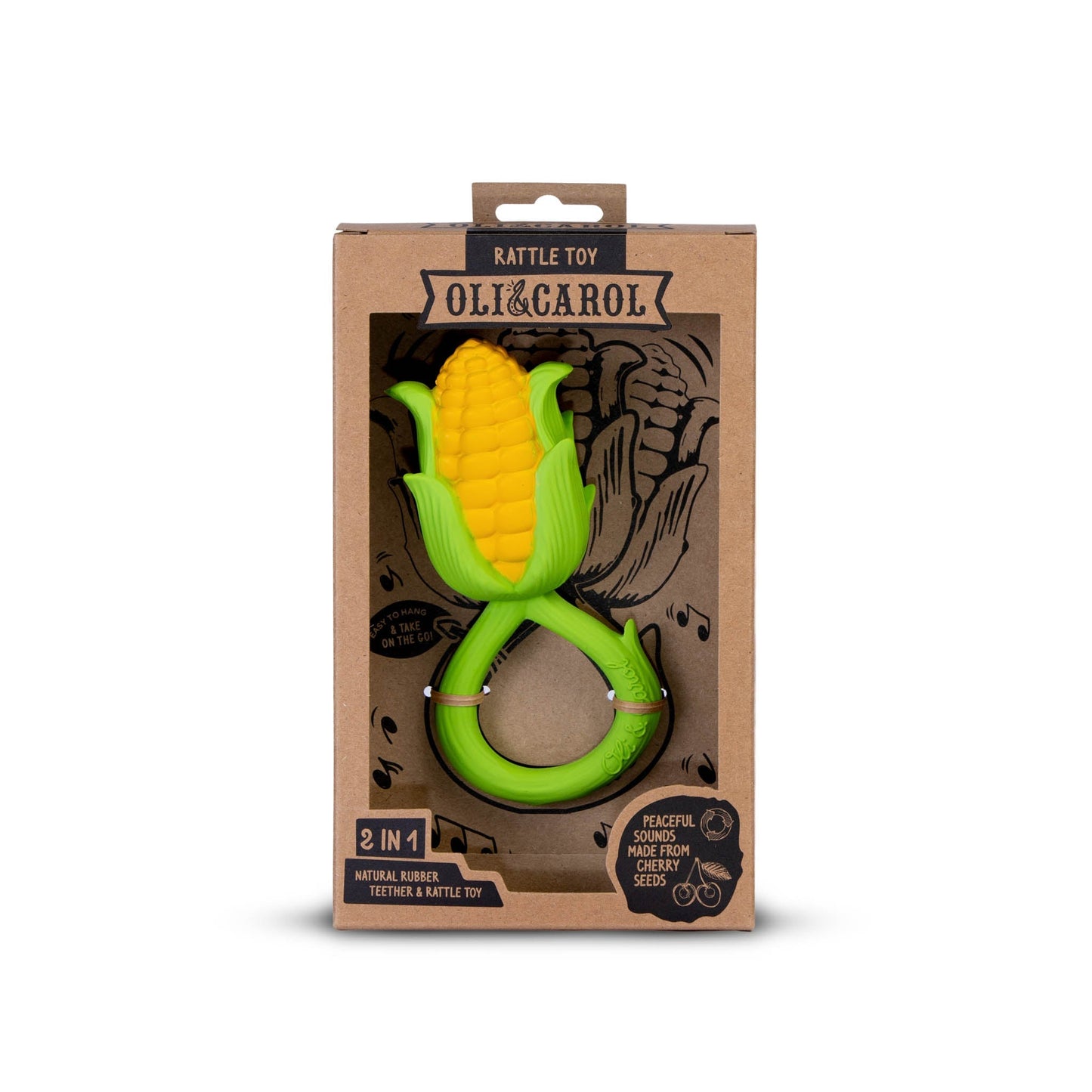 Oli & Carol Corn Rattle Toy - Toby Tiger