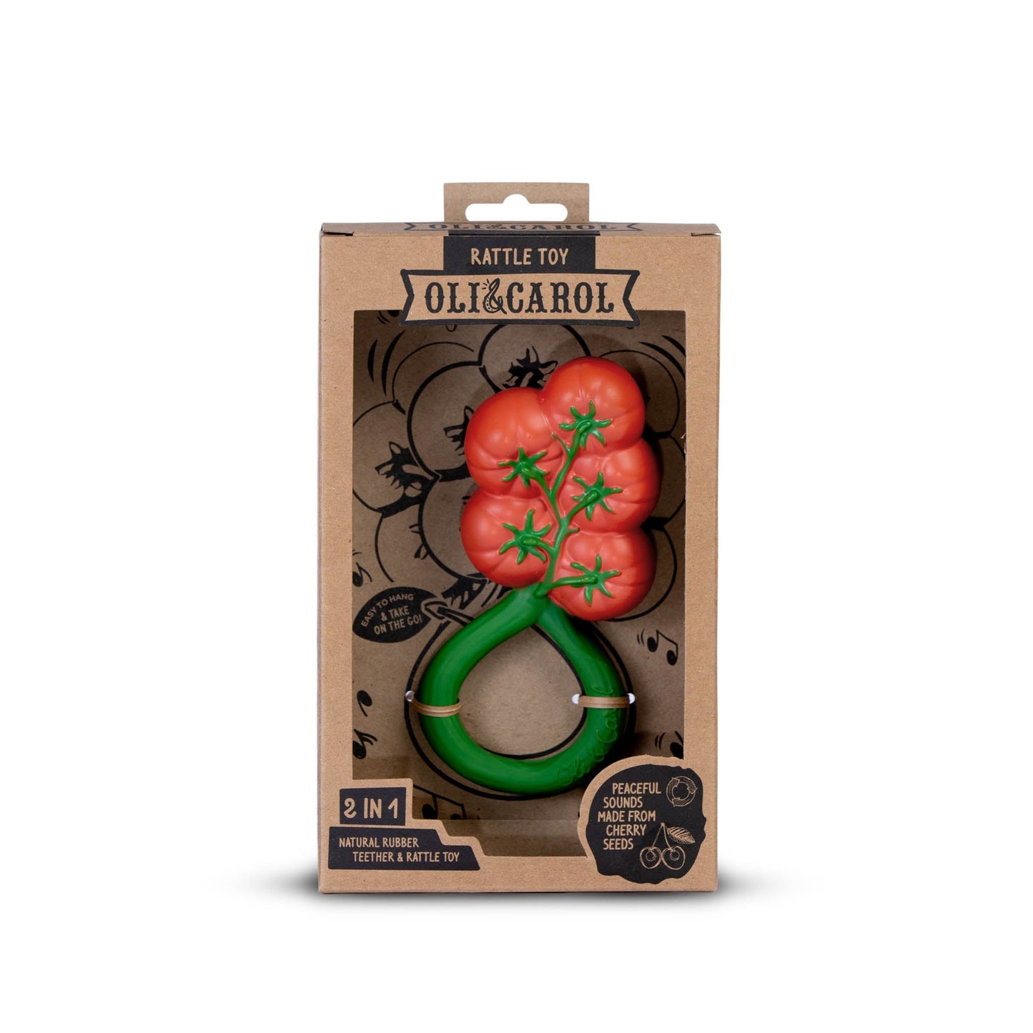 Oli & Carol Tomato Baby Rattle & Teether - Toby Tiger