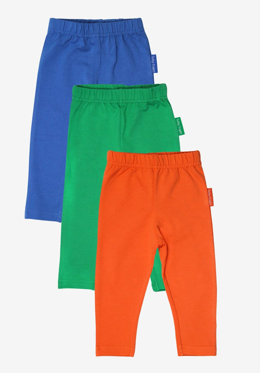 Organic Basic Leggings Bundle - Blue, Green & Orange - Toby Tiger