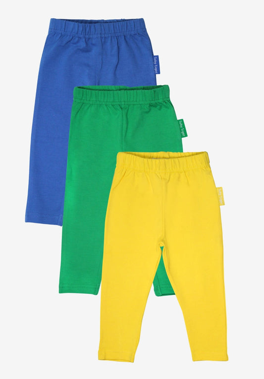 Organic Basic Leggings Bundle - Green, Blue & Yellow - Toby Tiger