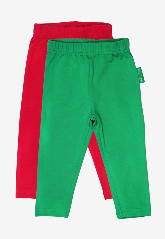 Organic Basic Leggings Bundle - Red & Green - Toby Tiger