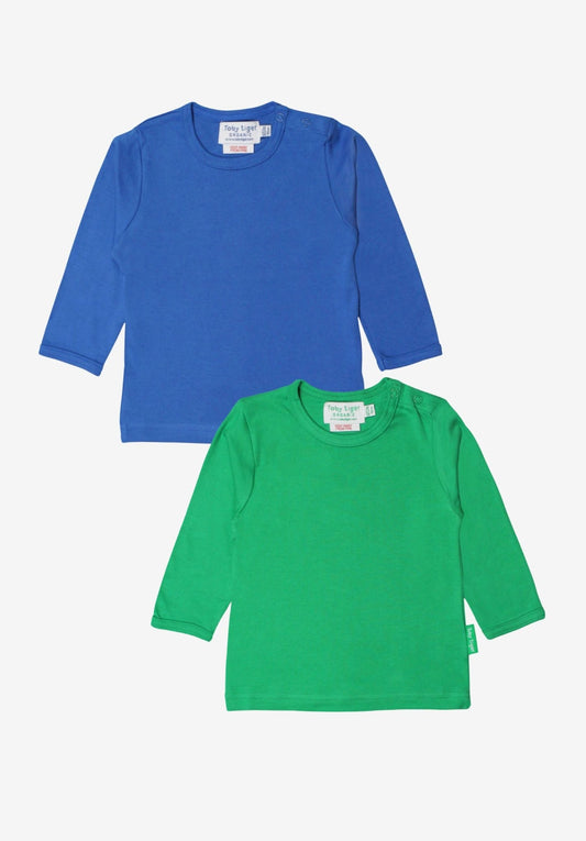Organic Basic Long - Sleeved T-Shirt Bundle - Blue & Green - Toby Tiger