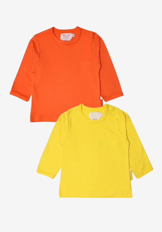 Organic Basic Long - Sleeved T-Shirt Bundle - Orange & Yellow - Toby Tiger