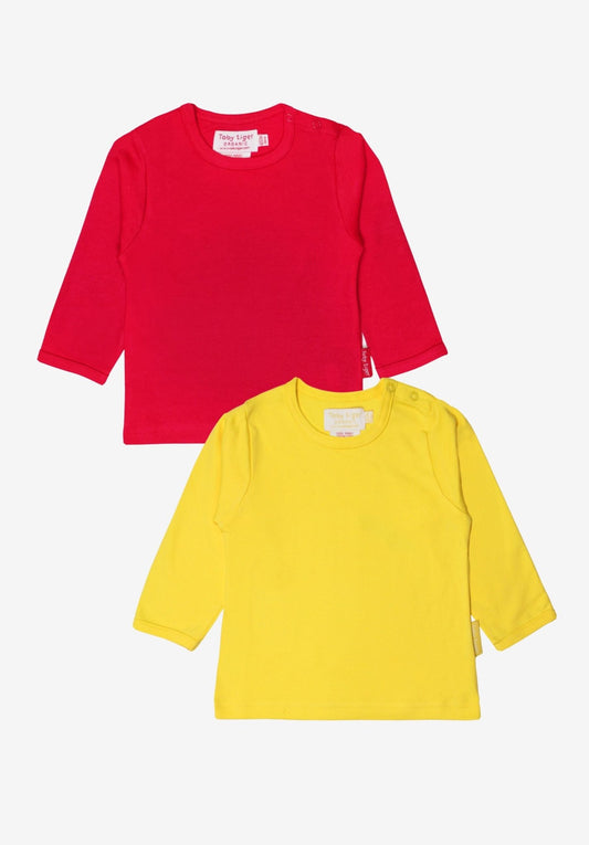 Organic Basic Long - Sleeved T-Shirt Bundle - Red & Yellow - Toby Tiger