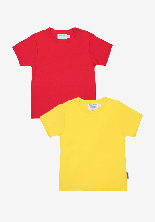 Organic Basic Short - Sleeved T-Shirt Bundle - Red & Yellow - Toby Tiger