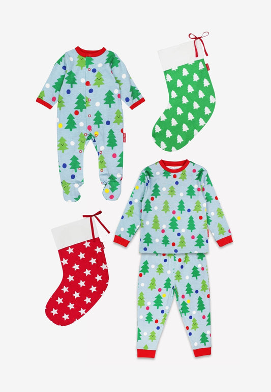 Organic Christmas Tree Pyjamas & Stockings Bundle - Toby Tiger